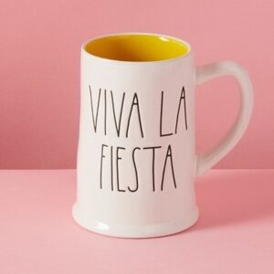 Rae Dunn Viva La Fiesta Mug - White with Yellow Interior